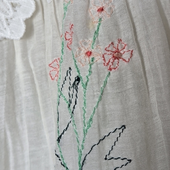 Love Sam Balloon Sleeve Floral Embroidered Cream Boho Cotton Silk Top Size XS - Picture 5 of 12